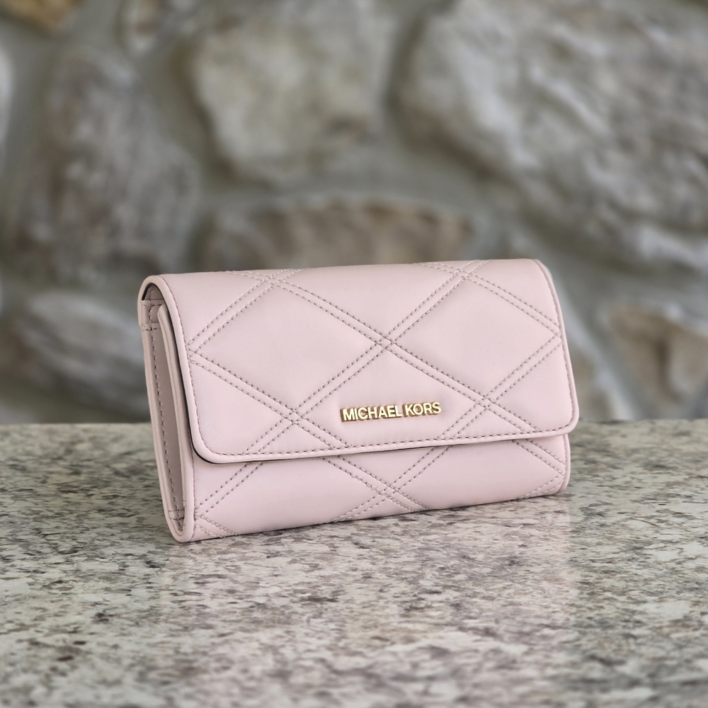 Michael Kors Jet Set Large Trifold Pink Wallet